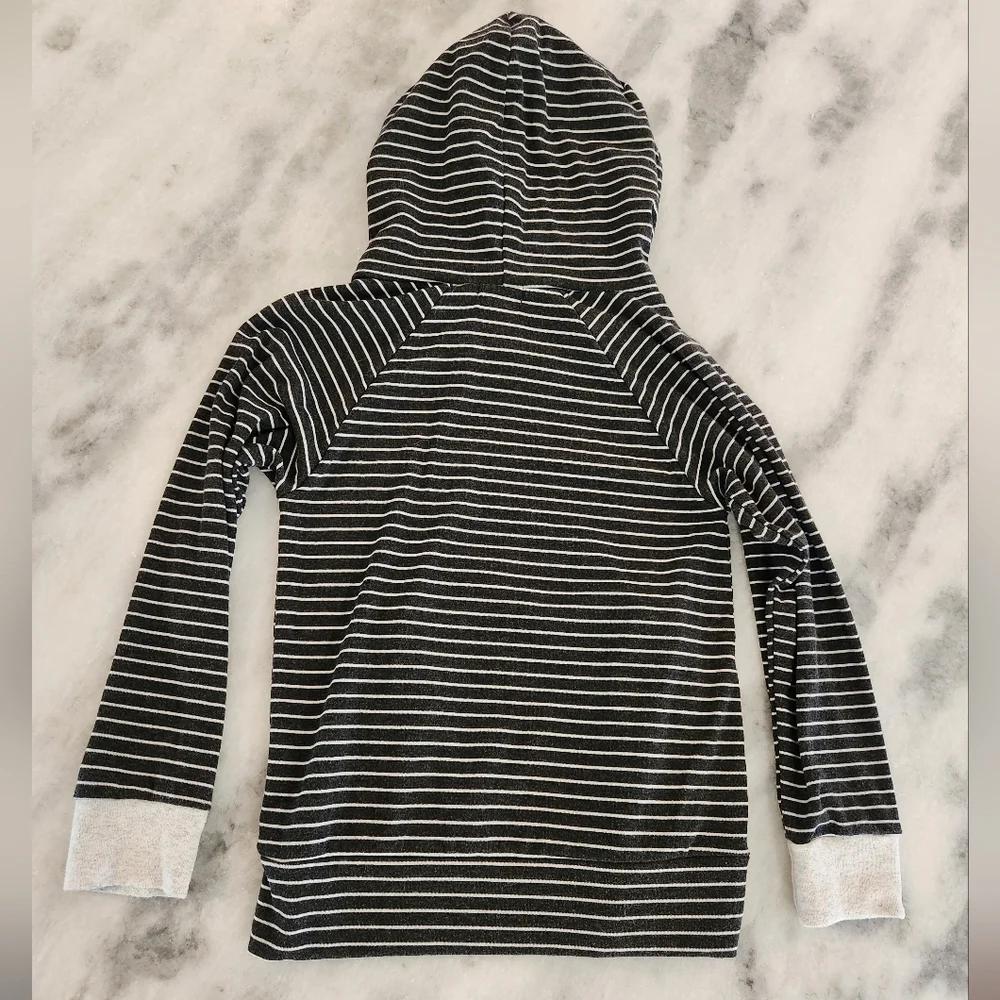 Ampersand Avenue Grey Stripe Double Hoodie - Kid's Size Small (8)